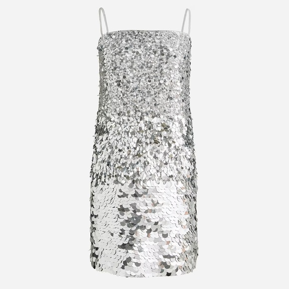 J. Crew Collection Sleeveless Mixed-Sequin Mini Shift Party Dress in Silver - XS - Picture 5 of 10
